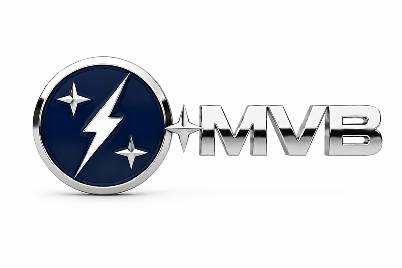 MVB Automobility lightning emblem and wordmark