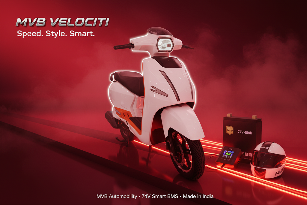 MVB VELOCITI Electric Scooter 12-12 Inch White Orange